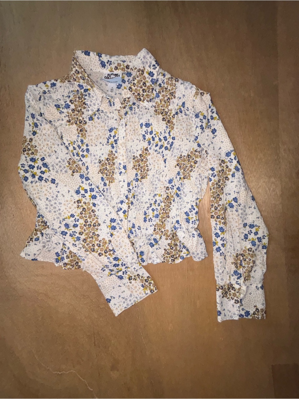 Future Collective Reese Blutstein Floral Peplum Blouse M